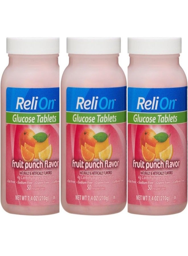 Relion Glucose Tablets - Fruit Punch Flavor - 50 Counts (3 Pack) - Image 1